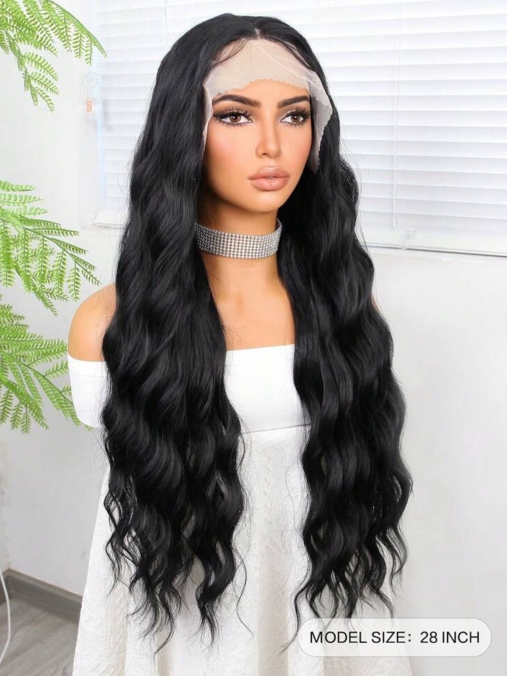 Black Long Wavy Lace Front Synthetic Wig - T Part 13x4x1 - NEW 28”